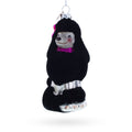 Black Poodle Dog with Faux Fur Glass Christmas Ornament in Black color Figurine