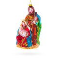 Sacred Holy Family Glass Christmas Ornament in Red color Figurine