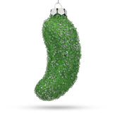 Salted Pickle Glass - Detailed Blown Glass Christmas Ornament in Green color,  shape