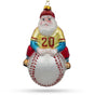 Festive Santa Baseball Player - Handcrafted Blown Glass Christmas Ornament in Multi color,  shape
