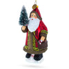 Santa with Fir Tree - Festive Blown Glass Christmas Ornament in Multi color,  shape