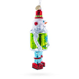 Whimsical Robot Blown Glass Christmas Ornament , dimensions in inches: 5.75 x 2.75 x