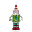 Whimsical Robot - Captivating Blown Glass Christmas Ornament in Green color,  shape