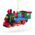 Steam Train Glass Christmas Ornament in Red color Figurine