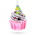 Delicious-Looking Cupcake/Muffin - Blown Glass Christmas Ornament in Pink color,  shape