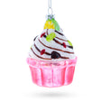 Cupcake/Muffin Blown Glass Christmas Ornament in Pink color