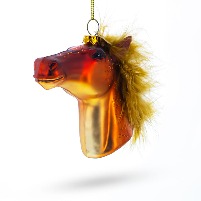 Graceful Horse Head - Blown Glass Christmas Ornament in Brown color,  shape