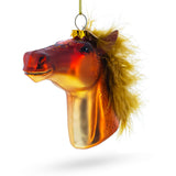 Horse Head Blown Glass Christmas Ornament in Brown color