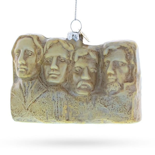 Iconic Mount Rushmore, South Dakota - Blown Glass Christmas Ornament in Gray color,  shape