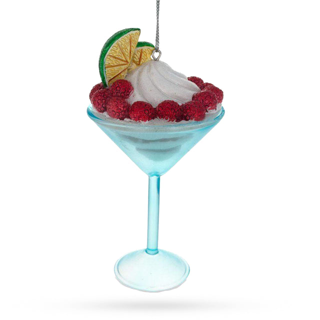 Glass Inviting Raspberry Martini Cocktail - Blown Glass Christmas Ornament in Multi color