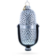 Silver Microphone Blown Glass Christmas Ornament in Multi color Figurine