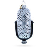 Silver Microphone Blown Glass Christmas Ornament in  color