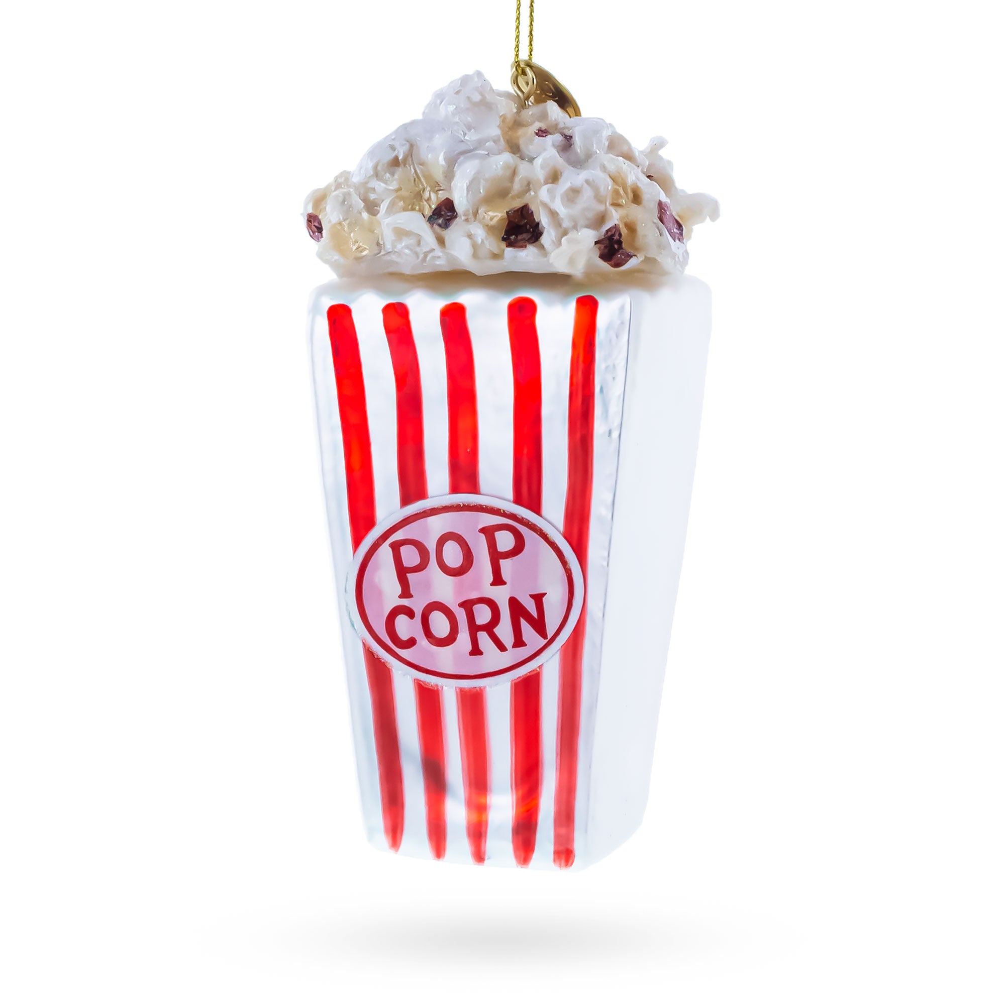 Popcorn Bucket Glass Christmas Ornament in Red color Figurine