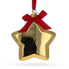 Glass Radiant Golden Star Adorned with Red Bow - Blown Glass Christmas Ornament in Gold color Star