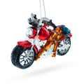 Rugged Hunter's Motorcycle Glass Christmas Ornament in Red color Figurine