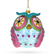 Sage Wise Owl - Blown Glass Christmas Ornament in Multi color,  shape