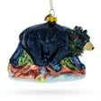 Glass Majestic Black Bear - Blown Glass Christmas Ornament in Black color