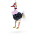 Ostrich Chic Glass Christmas Ornament in Black color Figurine