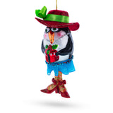 Stylish Penguin Blown Glass Christmas Ornament in Multi color