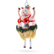 Glass Jubilant Pig Dancing in a Bra - Blown Glass Christmas Ornament in Multi color