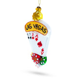 Vibrant Las Vegas Casino with Playing Cards & Chips - Blown Glass Christmas Ornament in Multi color,  shape