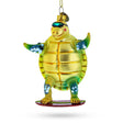 Cool Turtle Surfing - Blown Glass Christmas Ornament in Multi color,  shape