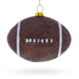 Shiny Football Blown Glass Christmas Ornament in Brown color Oval