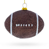 Shiny Football Blown Glass Christmas Ornament in Brown color Oval