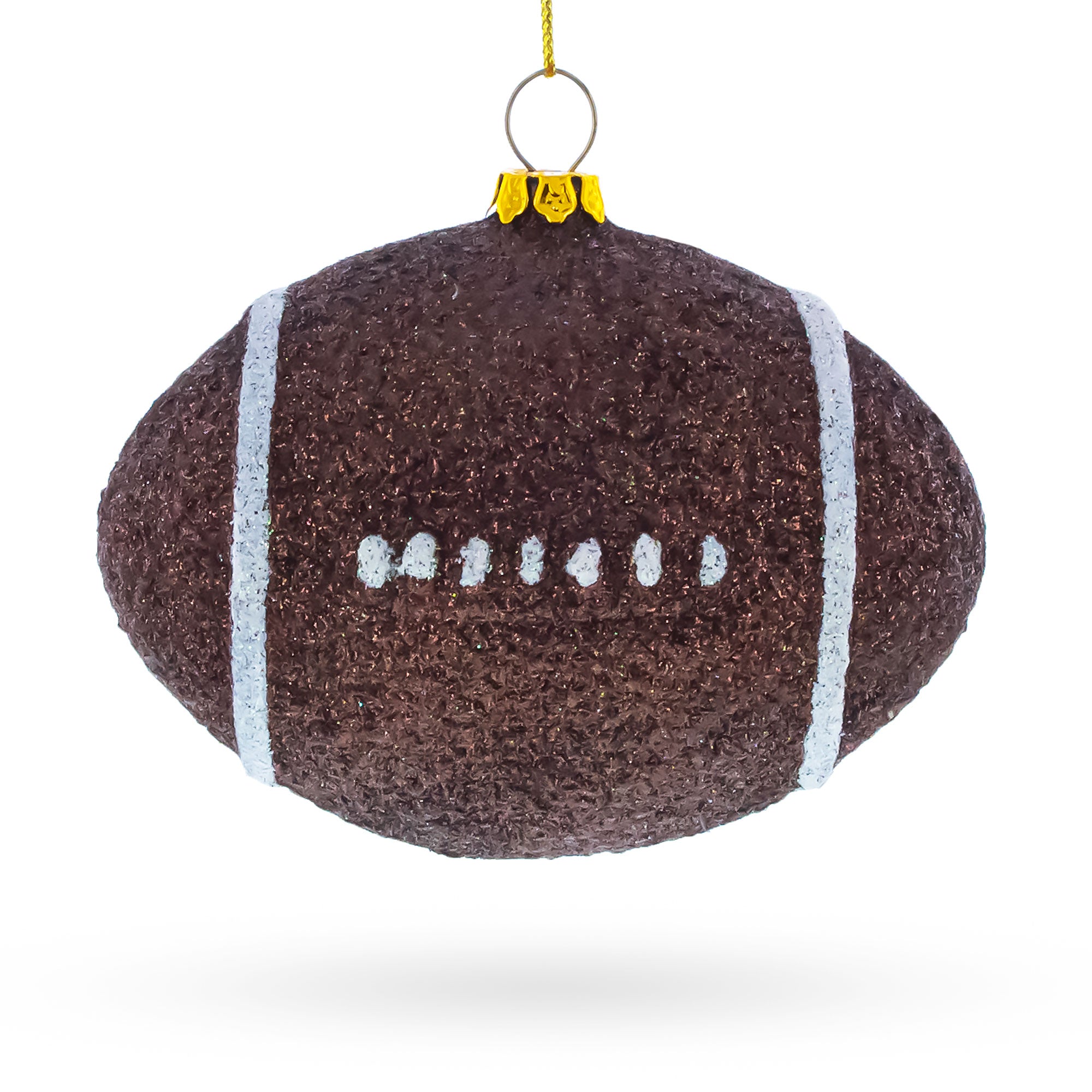 Shiny Football Glass Christmas Ornament in Brown color Figurine