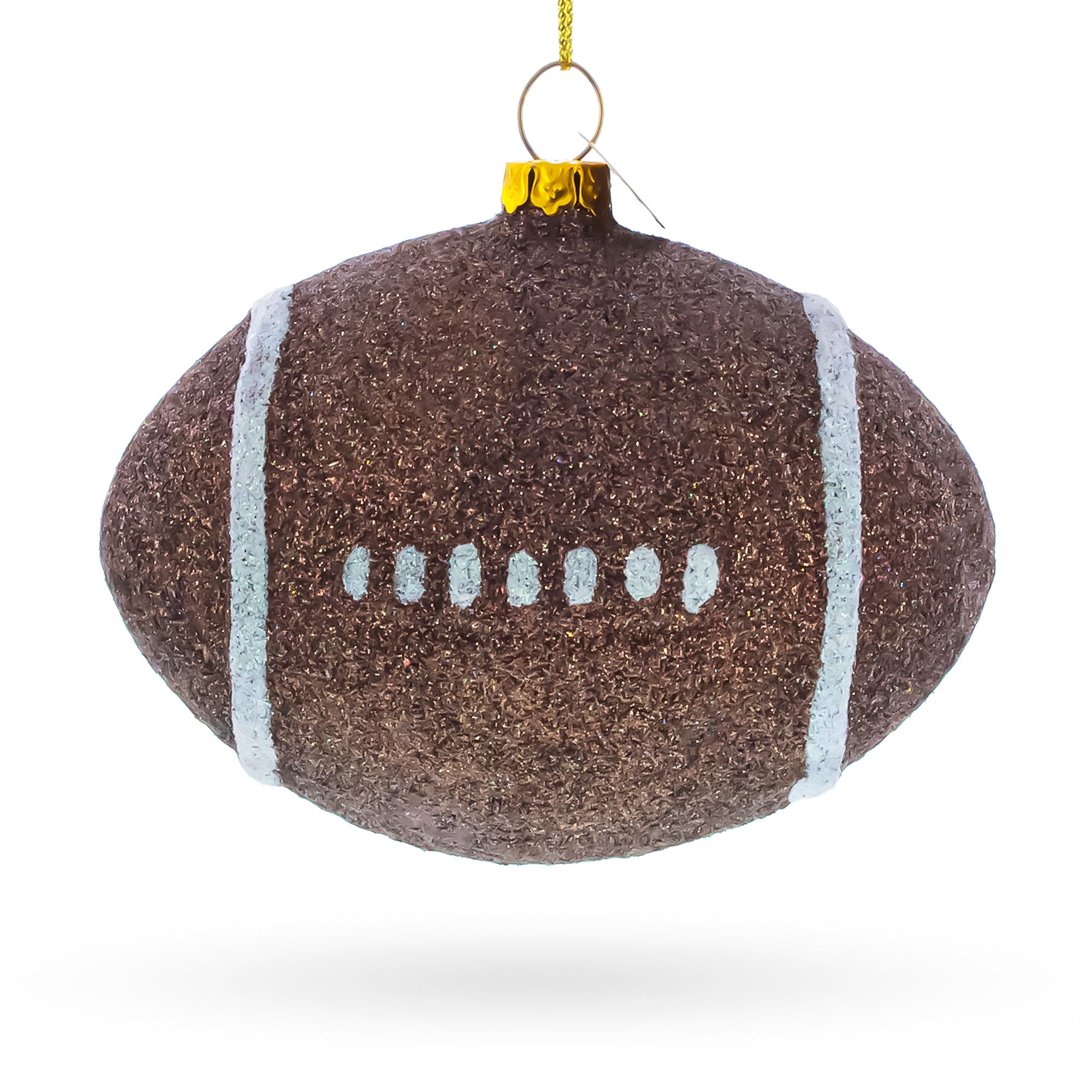 Sparkly Football Glass Christmas Ornament in Brown color Figurine