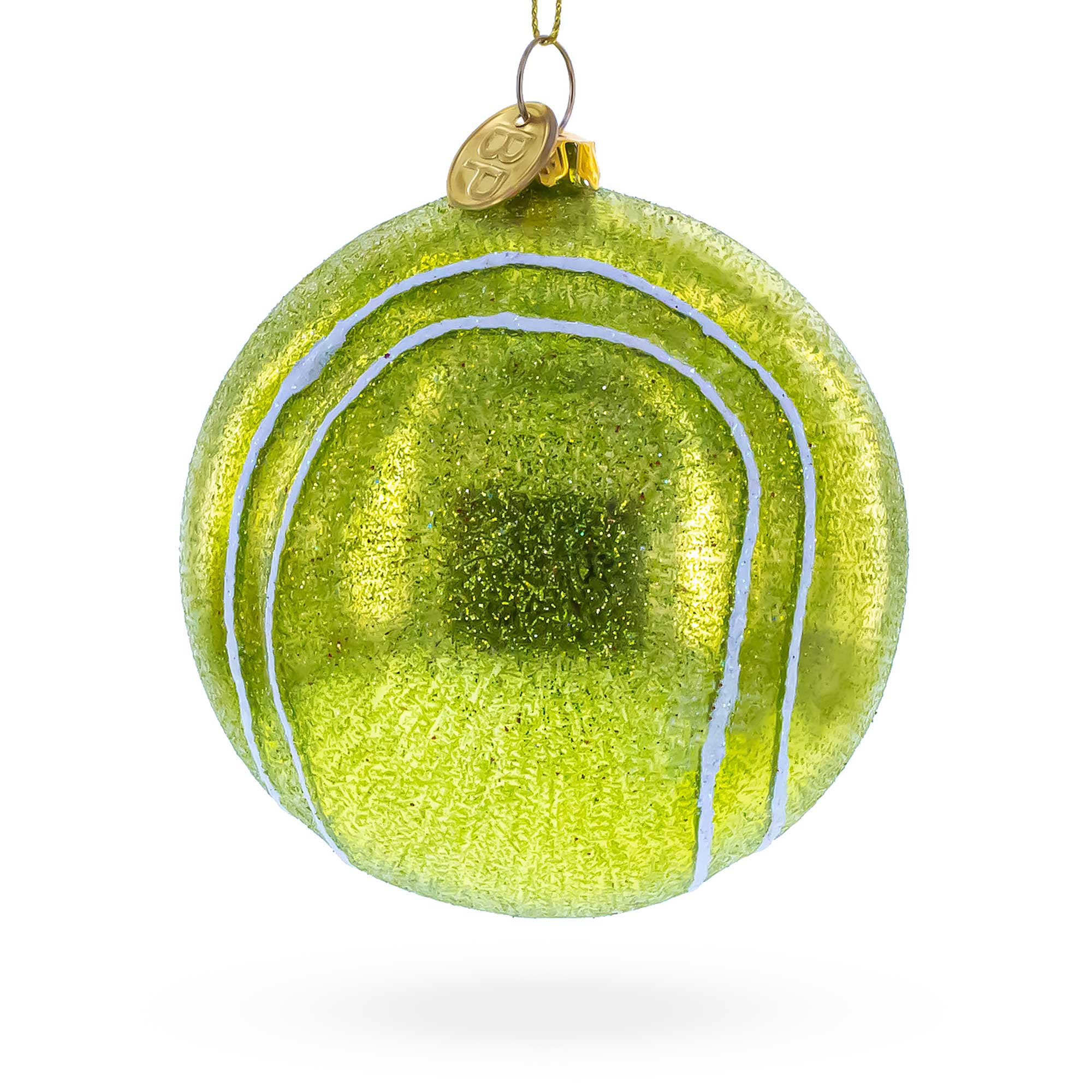 Tennis Ball Glass Christmas Ornament in Green color Round