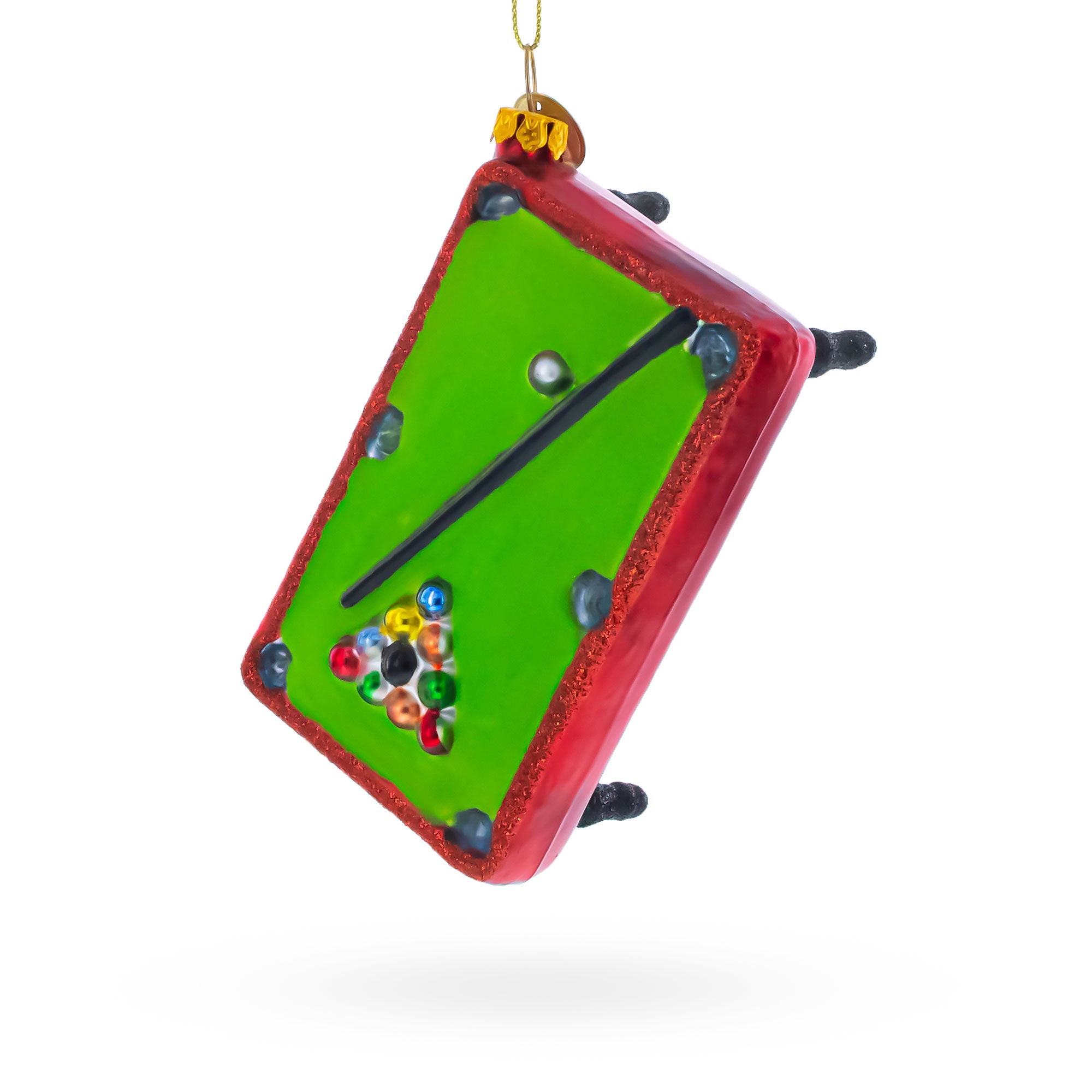 Billiard/Pool Table Blown Glass Christmas Ornament in Green color Figurine
