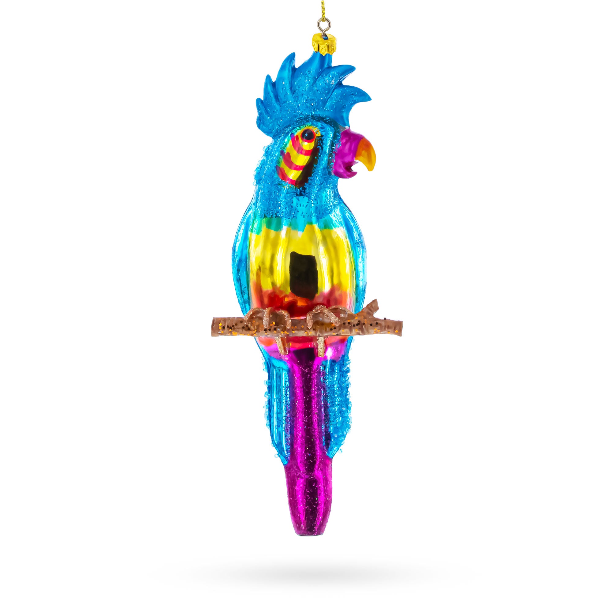 Parrot with Colorful Beads Glass Christmas Ornament in Blue color Figurine