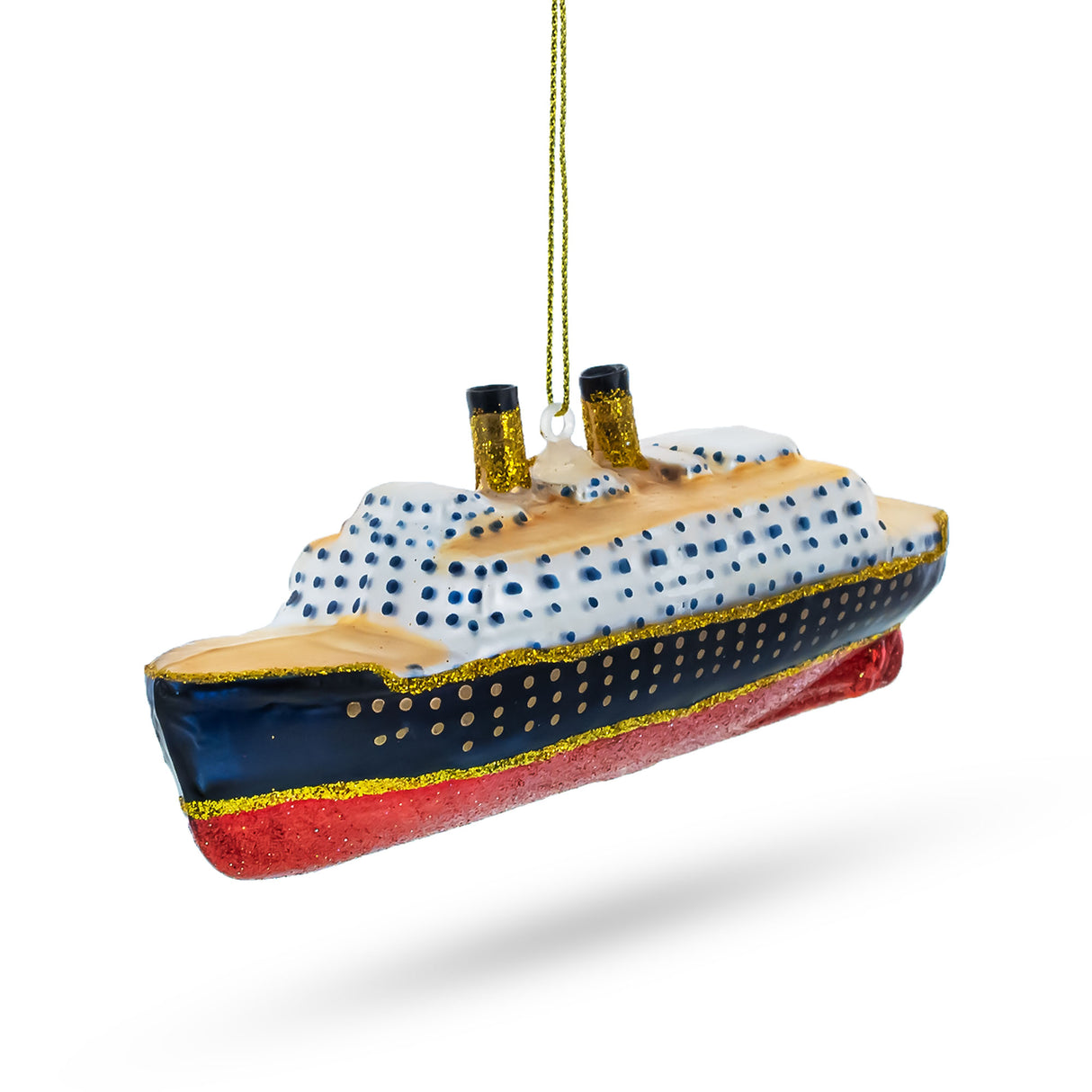 Glass Historic Titanic Ship - Blown Glass Christmas Ornament in Multi color