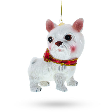 Adorable Yorkshire Terrier Blown Glass Christmas Ornament in  color
