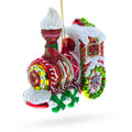 Candy Cane Train Glass Christmas Ornament in Red color Figurine