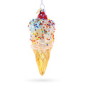 Sprinkled Ice Cream Cone Glass Christmas Ornament in Yellow color Figurine
