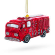 Glass Classic Fire Truck Blown Glass Christmas Ornament in Red color