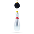 Striking Bowling Ball Glass Christmas Ornament in Silver color Figurine