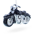 Black & White Motorcycle Glass Christmas Ornament in Black color Figurine