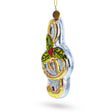 Melodic Musical Note with Poinsettia Blown Glass Christmas Ornament in Multi color