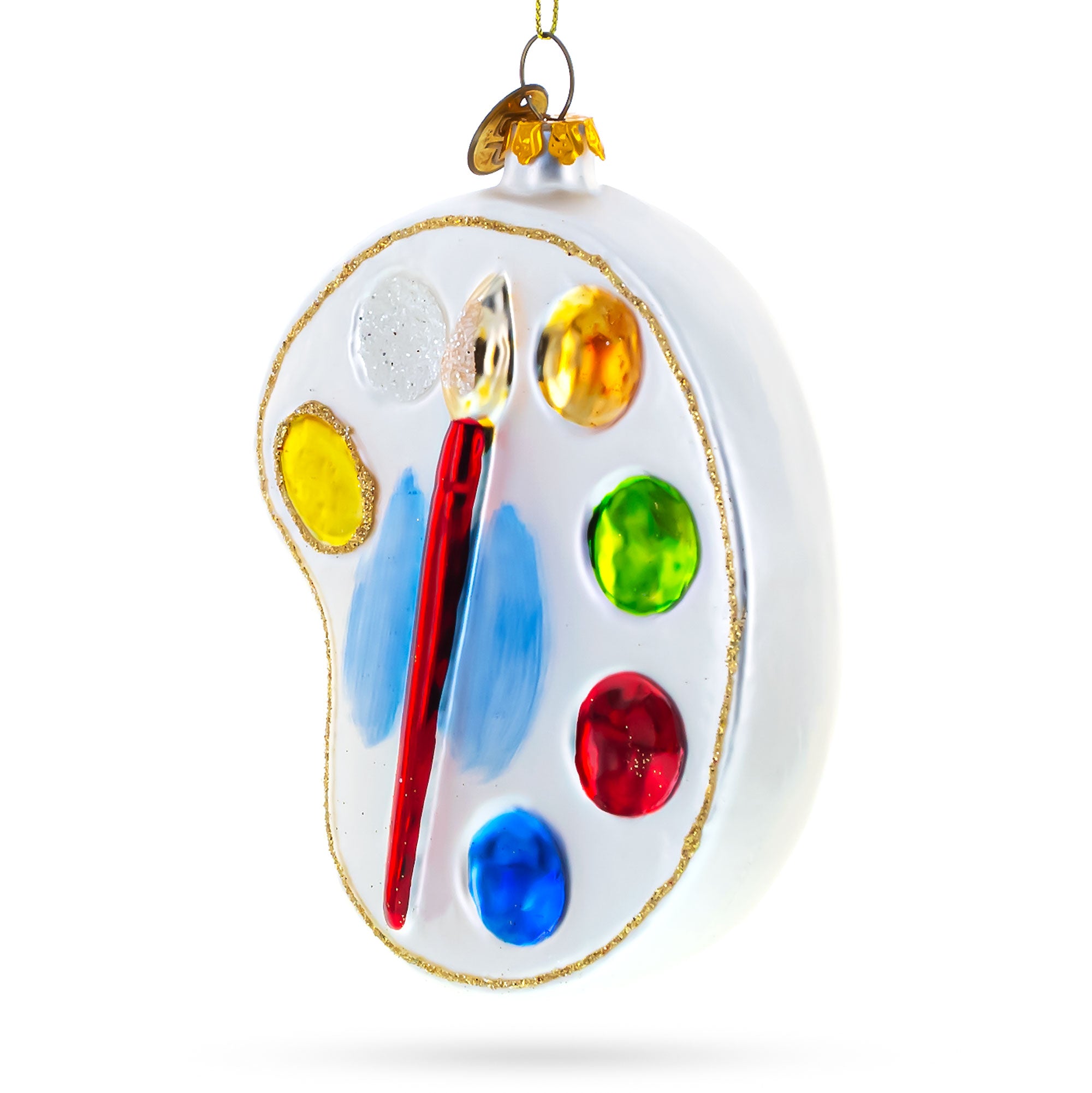Artist's Color Palette Glass Christmas Ornament in White color Figurine