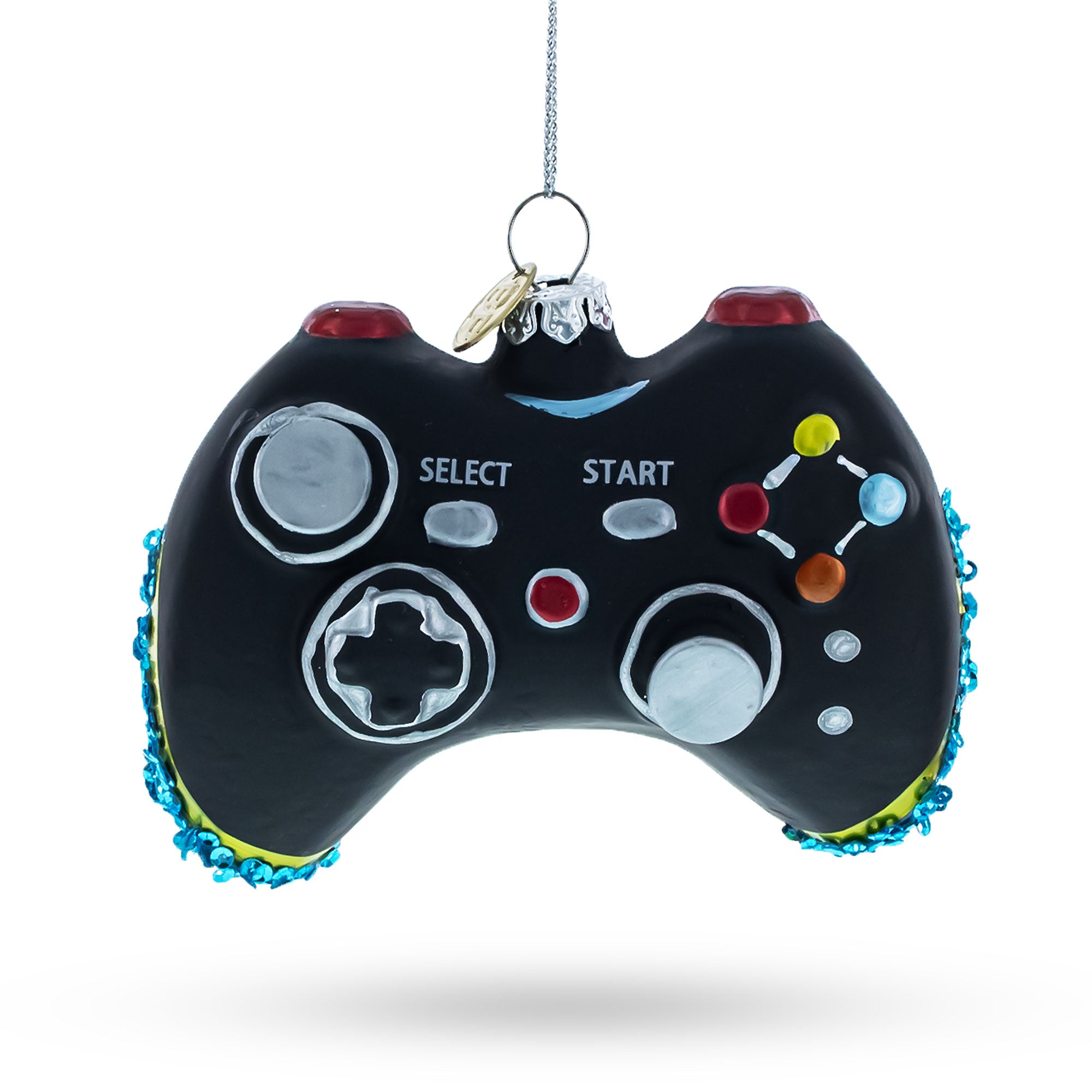 Black Video Game Controller Blown Glass Christmas Ornament in Black color Figurine