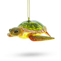 Sea Turtle Glass Christmas Ornament in Green color Figurine