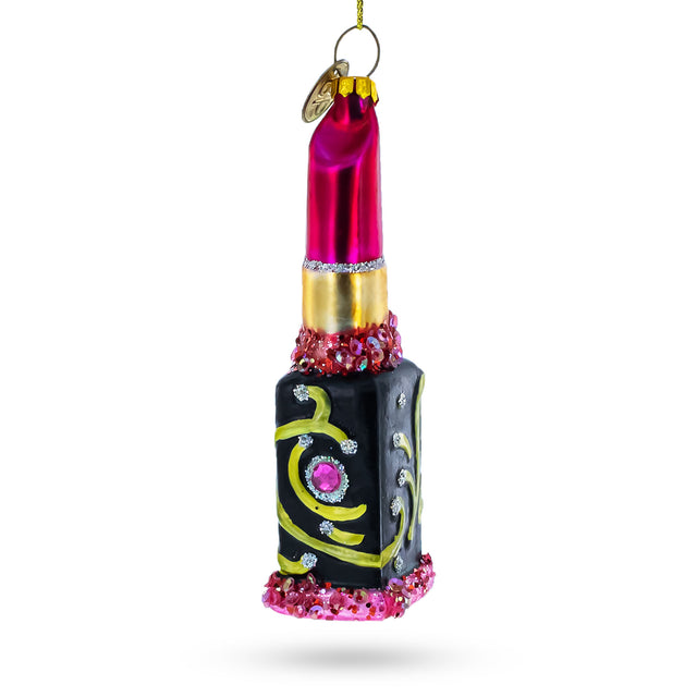 Red Lipstick Blown Glass Christmas Ornament in Multi color