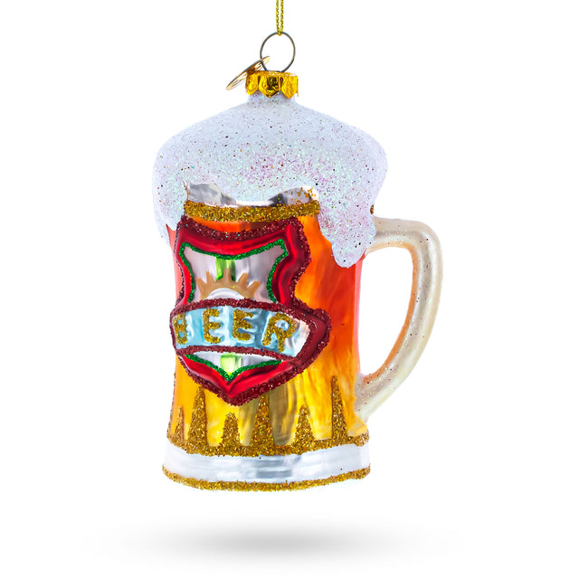 Glass Frothy Beer Stein - Blown Glass Christmas Ornament in Multi color