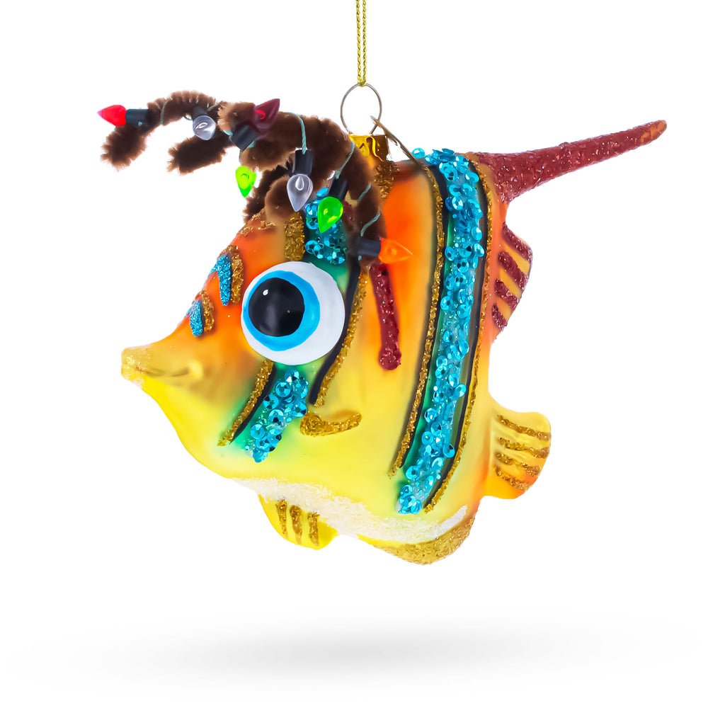 Coral Fish Glass Christmas Ornament in Orange color Figurine