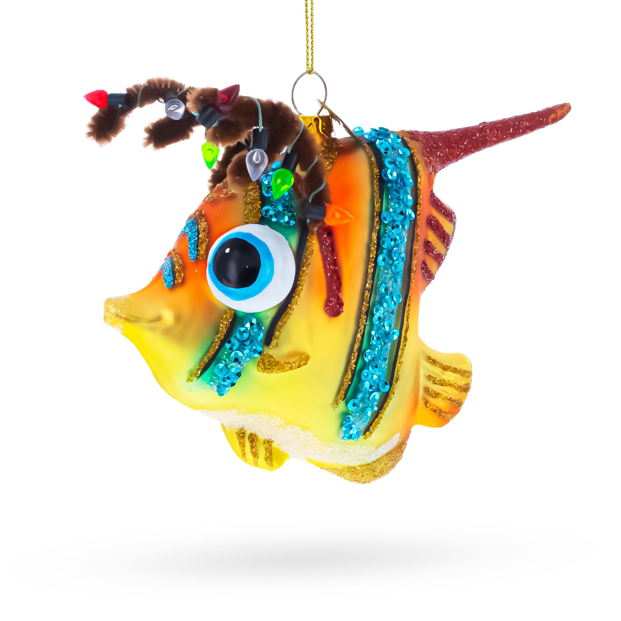 Coral Fish Glass Christmas Ornament in Orange color Figurine