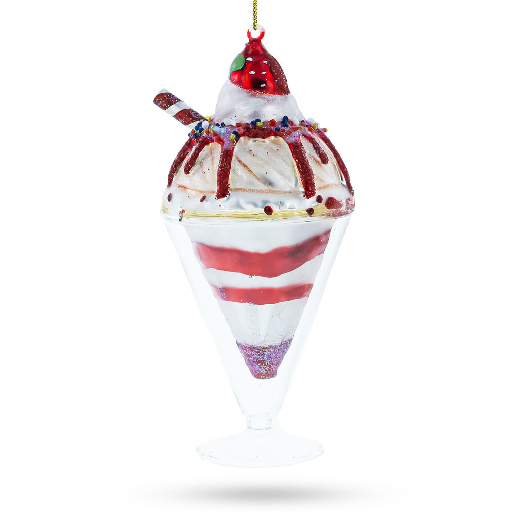 Glass Delectable Dessert Cake - Blown Glass Christmas Ornament in Multi color