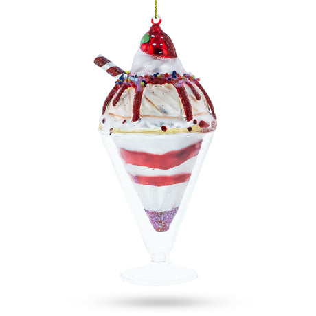 Delectable Dessert Cake - Blown Glass Christmas Ornament in Multi color,  shape